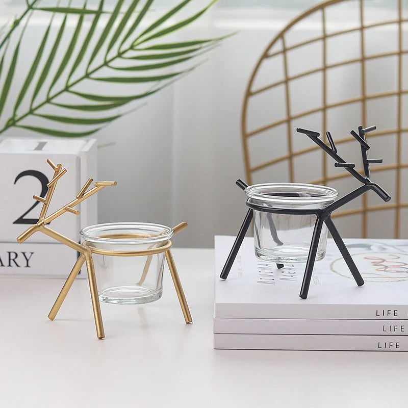 Candle Holders Fawn Candlestick Candlelight Dinner Props Wrought Iron Candle Holder Wedding Gift Living Room Home Decorations Candle Stand