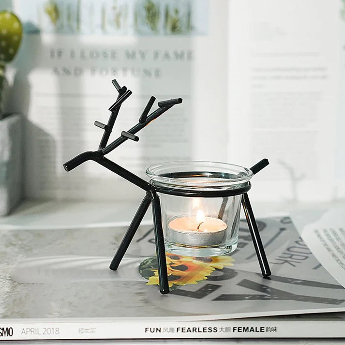 Candle Holders Fawn Candlestick Candlelight Dinner Props Wrought Iron Candle Holder Wedding Gift Living Room Home Decorations Candle Stand