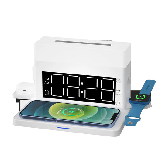 Creative 6-in-1 Multi-Function Night Light Alarm Clock with Eye Protection &amp; USB Charging
