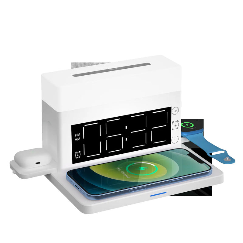 Creative 6-in-1 Multi-Function Night Light Alarm Clock with Eye Protection &amp; USB Charging