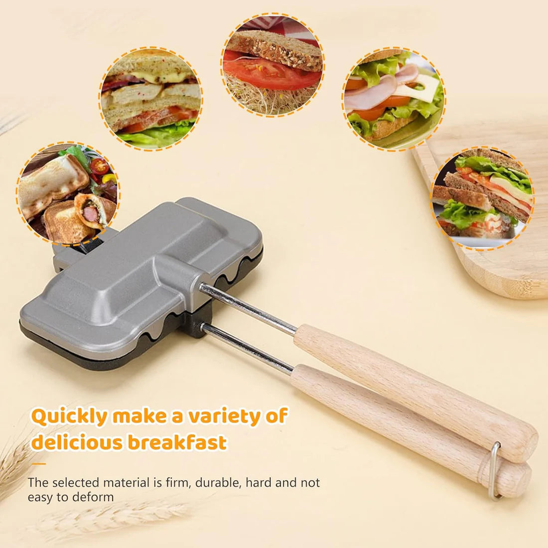 Sorandy Non-Stick Sandwich Maker Pan - Double Sided Frying Pan with Heat Resistant Handles