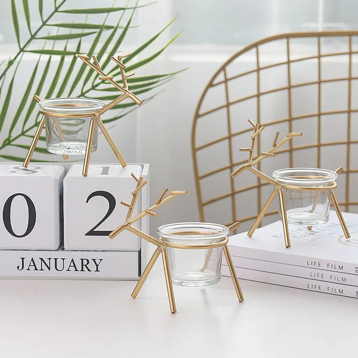 Candle Holders Fawn Candlestick Candlelight Dinner Props Wrought Iron Candle Holder Wedding Gift Living Room Home Decorations Candle Stand