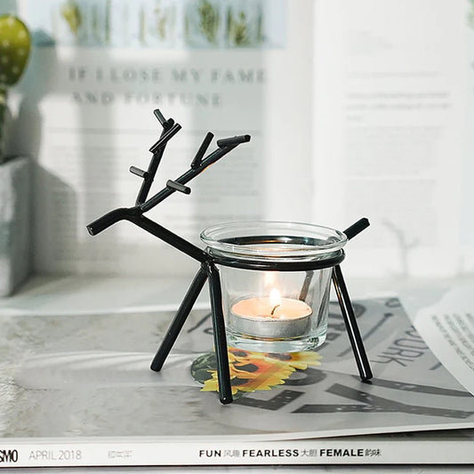 Candle Holders Fawn Candlestick Candlelight Dinner Props Wrought Iron Candle Holder Wedding Gift Living Room Home Decorations Candle Stand