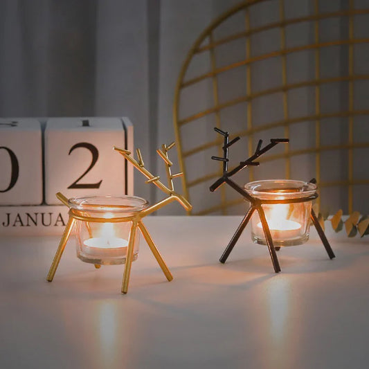 Candle Holders Fawn Candlestick Candlelight Dinner Props Wrought Iron Candle Holder Wedding Gift Living Room Home Decorations Candle Stand